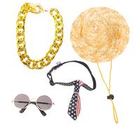 BUGUUYO 1juego Disfraz De Cosplay para Gatos y Gafas Sombrero De y Collar De Cadena Dorada Accesorios De Fiesta y Redes Sociales