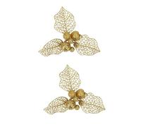 BUGUUYO 2 Juegos Decoraciones De Navidad Flores Falsas Adornos De Bolas De Navidad Decoraciones De Dulces De Navidad Decoración Flor Artificial Flor Falsa El Plastico Golden 10 Uds * 2