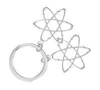 BUGUUYO 2 llaveros de metal plata con símbolo científico, llavero de química de laboratorio, llavero de físico para estudiantes y mochilas