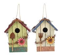 BUGUUYO 2 Piezas casa de pájaros Adorno de Arte de Mascotas comedero para pájaros Salvajes afuera comederos para pájaros Ornamento Nido de pájaro con Cuerda Nido Colgante Loro
