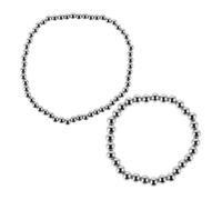 BUGUUYO 2 Piezas Pulsera Apilable Pulsera de Bolas para Mujer de Cuentas de Acero Titanio Plata 2 Tamaños de Cuentas para Niñas y Mujeres para Distintos Conjuntos y Ocasiones