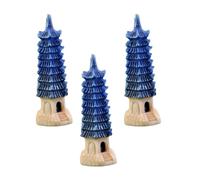 BUGUUYO 3 Piezas Adorno de Faro en Miniatura de Resina Azul para Jardín | Decoración Creativa para Escena y Jardín, Forma de Baliza, Tacto Cómodo, No se Deforma Desvanece