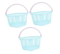 BUGUUYO 3 piezas Mini Cesta de Plástico Portátil para Unidades Cesta Pequeña Multiusos para Almacenamiento y Decoración de Escritorio Resistente y Reutilizable Color Azul