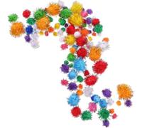 BUGUUYO 300 Piezas Pompones Artesanales de Hilo Pp para Manualidades, Bolas Decorativas para DIY y Adornos de Calzado, Estilo Variado y Múltiples Colores Varios estilos