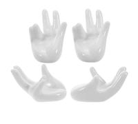 BUGUUYO 4 Piezas Huevera de Cerámica en Forma de Mano de Color Claro | Expositor Decorativo, Uso Versátil en Mostrador, Evita Vuelcos, Apto para Desayuno y Mesa Diaria