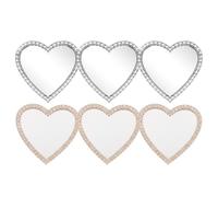 BUGUUYO 6 Piezas Espejos para Celular Forma de Corazón, Accesorios de Decoración DIY de Aleación en Color Dorado y Plateado, Tamaño 2.2, Espejos Compactos Brillantes para Fundas y Regalos