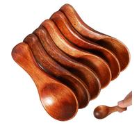 BUGUUYO 6 Piezas Mini Cucharas de Madera, Cucharillas de Té Pequeñas Mini, Marrón, para Condimentos, Tarros, Té, Café y Miel, Cocina