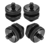 BUGUUYO Adaptador de Zapata Aleación de Aluminio Tornillo Doble de 1/4 Pulgada 4 Piezas, Compatible Cable Ttl y Disparador Inalámbrico para Flash de Cámara DSLR