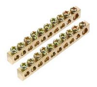 BUGUUYO Bloque de Terminales de Cobre para Distribución Eléctrica, 4 Piezas 10 Orificios, Barras de Puesta a Tierra Eléctricas para Cajas de Distribución, Terminal de Tornillo de Cobre