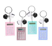 BUGUUYO Calculadora Portátil Infantil Forma de Galleta Mini Tamaño Pequeño para Estudiantes Llavero Calculadora Colgante Set de 4 Unidades Colores Aleatorios Adecuado Color Aleatorio