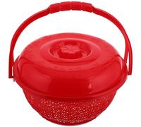 BUGUUYO Cesta de Mano Redonda Roja Pequeña Cesta de Almacenamiento para Frutas Verduras y Huevos para Cocina y Recolección al Aire Libre Organizador Multifuncional de Encimera