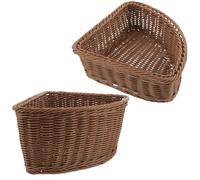 BUGUUYO Cestas de Almacenamiento de Esquina 2 Piezas Cesta de Plástico Imitación Ratán Bandejas Triangulares Media Caña Radio 245 y 265 CM Altura 85 y 16 CM para Armario y