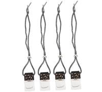 BUGUUYO Colgante De Perfume Para Coche Frasco De Perfume De Cristal 4 Piezas Tapa De Madera Negro Accesorio Decorativo Interior Automotriz Para Purificar Aire Automóvil