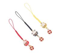 BUGUUYO Colgantes de Gato Suerte de Cerámica Mini Amuletos Set de 3 Piezas Amarillo Colgante para Teléfono y Mochila Accesorio Decorativo Portátil