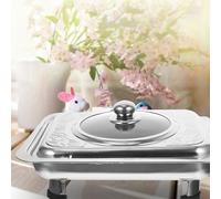 BUGUUYO con Tapa y Protección de Alimentos Bandeja Rectangular de Acero Inoxidable Soporte Estable para Buffet Adecuado para Tienda Buffet y Uso Diario