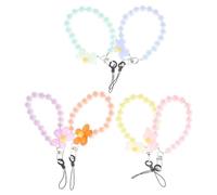 BUGUUYO Correa de Muñeca para Teléfono Móvil Cuentas y Dije de Flor 6 Piezas en Colores Pastel Variados Accesorio Antipérdida Ligero y Práctico para Uso Diario y Viajes