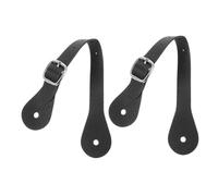 BUGUUYO Correas de Espuelas para Botas de Montar Ajustables de Cuero Genuino Negro, 2 Piezas, Correas Ecuestres Occidentales para Actividades al Aire Libre y Equitación Segura