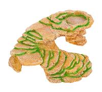 BUGUUYO Escalera de Piedra simulada Reptil descansando Muelle de decoración de Reptiles escondite Calor Plataforma para Tanque Agujero para esconder Resina Caqui