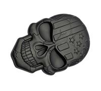 BUGUUYO Insignia de Coche 3D Calavera Negra Bandera Estadounidense en Aleación de Zinc, Emblema Decorativo Resistente para Vehículo, Pegatina Ornamental para Autos, Motos y Camiones