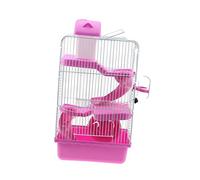 BUGUUYO Jaula de Villa de Lujo de Tres Pisos Jaula de hámster de Animales pequeños s de hámster casita de Juego de Conejillo de Indias escondite de hábitat de jerbo Rosa