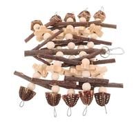 BUGUUYO Juguete Masticable para Loros de Madera Natural Grande Manzana y Carambola Seca, Cuerda Colgante para Jaula, Accesorio para Morder y Ejercitar Pájaros Pequeños y Medianos