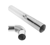 BUGUUYO Kit de Conductos de Chimenea de Ventilación de Humos Acero Inoxidable Incluye 2 Tubos Rectos de 6 CM X 40 CM y 1 Adaptador Codo de 60° para Estufas y Calentadores de Agua