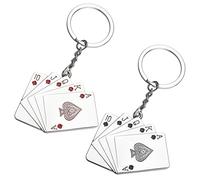 BUGUUYO Llavero Colgante de Carta de Póker en Aleación, 2 Piezas, Diseño Creativo y Acabado Fino para Decoración de Bolsos y Manualidades DIY