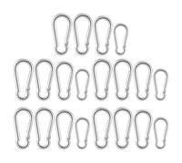 BUGUUYO Mosquetones de Acero Inoxidable Resorte y Cierre de Seguridad 20 Piezas M4 X5 M5 X5 M6 X10 Ganchos Resistentes para Escalada Camping Senderismo y Actividades al Aire Libre