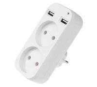 BUGUUYO Panel de Enchufes Convertidor Europeo 2 Puertos USB, Adaptador de Corriente Doble Ignífugo, Compacto y Portátil para Hogar y Viaje, Compatible Voltaje Ac220-240v