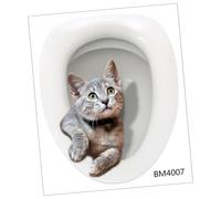 BUGUUYO Pegatina para Asiento de Inodoro con Diseño de Gato Autoadhesiva de PVC Resistente y Removible para Decoración de Baño Fácil de Colocar y Limpiar