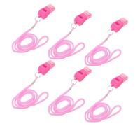 BUGUUYO Silbatos Deportivos Rosa de Plástico con Cordón y Boquilla Protectora 6 Unidades Silbato de Alto Volumen 120 Decibelios para Entrenadores Árbitros y Juegos Deportivos en