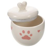 BUGUUYO Urna para Mascotas de Cerámica 600 Ml con Tapa Hermética, para Cenizas de Perros y Gatos, Urna Pequeña Decorativa con Huellas y Corazones, Adecuado Recuerdo Memorial para Gatos