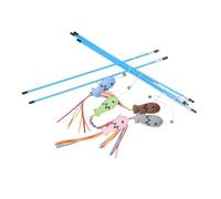 BUGUUYO Varita de Juguete para Gatos 5 Piezas con Forma de Pez, Varilla Interactiva con Cascabel y Cinta de Colores, Juguete de Estimulación para Gatos Interiores, Diversión y Ejercicio