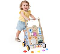 BugyKido Andador Bebes, Multifunción Andador de Madera 8 en 1, Adecuado para niños pequeños de 3 a 12 meses en adelante, con Ruedas y Bloques de Construcción para Educación Temprana, Regalo Adecuado