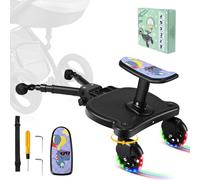 BugyKido Patinete Carro Bebe Universal, Tabla para Cochecito con Asiento Estampado, Buggy Board con Ruedas Intermitentes, Compatible con Más del 99% de Los Cochecitos, Cargar 25KG