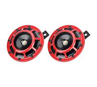Buhdjfnke 1 Par 12V Rojo Bocina de Parrilla Doble para Coche/Motocicleta Supertone Cuerno Compacto de Acero Inoxidable de Gran Tono Fuerte