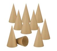 Buhdjfnke 10 Conos de Papel Maché con Base Abierta de 25 X 10 Cm. Ideales para Proyectos de Arte, Gnomos Navideños y Árboles de Navidad.