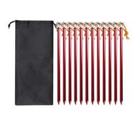 Buhdjfnke 12 Clavijas para Tienda Campaña Aire Libre 23cm, Clavos Molidos con Bolsa Almacenamiento, Clavos Prueba Viento, Accesorios para Acampar, Sujeción para Tienda Campaña, Color Rojo