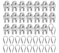 Buhdjfnke 20 Abrazaderas para Cable de Acero M6, de Acero Inoxidable, Guardacabos, Perno en U y Sujetador de Sillín.