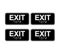 Buhdjfnke 4 Piezas Señal de Salida de Emergencia en Braille de 6 X 3 Pulgadas, de Plástico, con Tiras Adhesivas