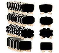 Buhdjfnke 40 Minipizarras de Madera con Caballetes de Soporte, 4 Estilos Diferentes, Pizarra PequeñA para Etiquetas de Bodas, Fiestas, DecoracióN de Eventos