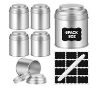 Buhdjfnke Airtight Double Lid 8 FL Oz Tea Tin(6pcs) for Loose Leaf Tea Storage in Small Kitchen Can Silver