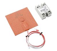 Buhdjfnke Alfombrilla Calefactora de Silicona de 100 X 100 mm con Kit de Relé, 220 V, 100 W, de Goma, para Impresora 3D, Placa de Construcción y Cama Caliente.