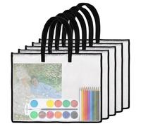 Buhdjfnke Bolsas para Portafolios Arte 19 X 25, Carpeta Transparente para Portafolios Obras Arte, Bolsas Almacenamiento Carteles A Prueba Agua + Asa para Tablero Dibujo, 5 Piezas