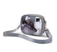 Buhdjfnke Bolso Transparente para Eventos en Estadio, Bolso Bandolera Transparente, Bolso Transparente para Conciertos Festivales Deportes Gris