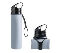 Buhdjfnke Botella de Agua de Silicona Plegable Gris de 600 Ml, de Agua para Ciclismo, Botella de Agua de Silicona Portátil Irrompible