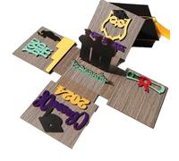 Buhdjfnke Caja de Explosiones de Graduación con Forma de Sombrero de Soltero, Embalaje de Regalo, Cajas de Madera 2024, Decoración de Recuerdos de Fiesta de Graduación