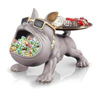 Buhdjfnke Candy Dish Bowl Resina Bandeja de Bulldog Francés Estatua para Escritorio de Oficina -Decoración del Hogar Figuras
