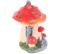 Buhdjfnke Casa Roja Mini Paisaje Casa Decoración Resina Adorno Miniatura Hadas Jardín Accesorios