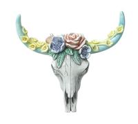 Buhdjfnke Colgante de pared de cráneo de vaca, suculentas, flores, cabeza de vaca, figuras en miniatura, escultura de animales, decoración del hogar para colgar, S